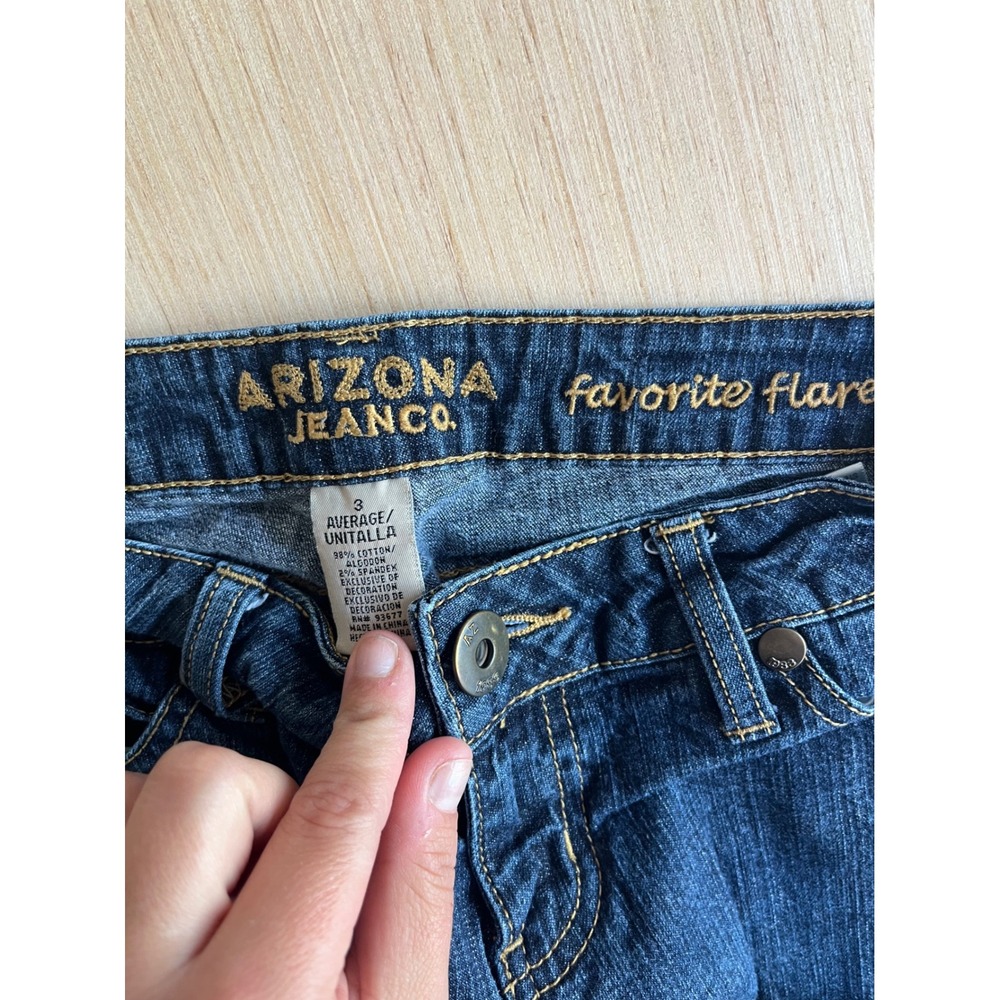 Arizona Jean Co Favorite Flare Dark Wash Low Rise Denim Jeans Womens Size 3 Avg - Picture 6 of 7